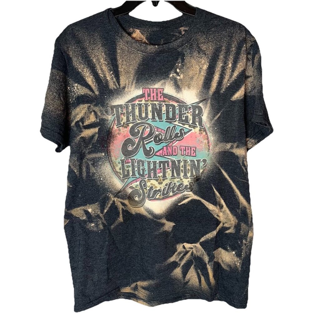 Tie Dye T-shirt As The Thunder Rolls Graphic Soft Wash Unisex Sz M/L?